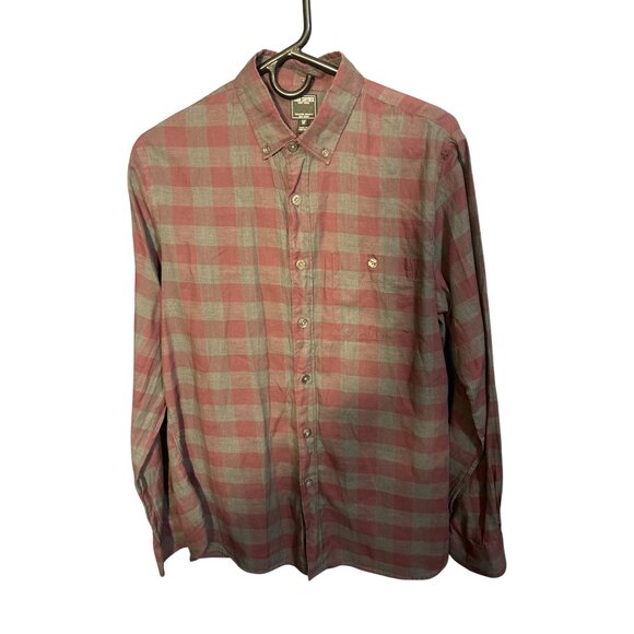 Todd Snyder Mens Plaid Button-Down Shirt M Red & Gray Cotton Made In Portugal - Picture 1 of 4